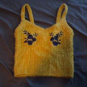 Forever 21 Mustard Fuzzy Knit Top